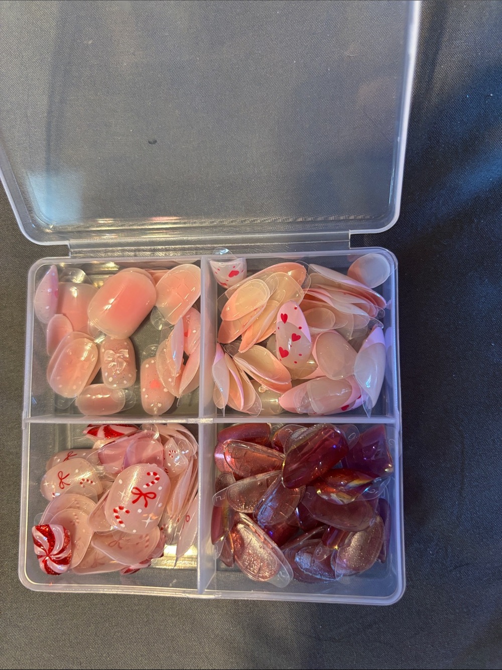 Mix of Pink Press-On Nails Set with Heart and Ribbon Accents